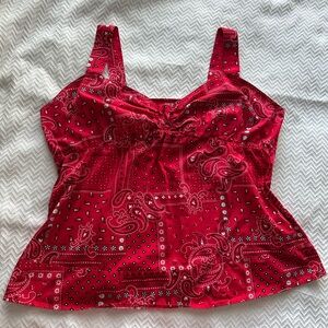 Nick&Sarah Babydoll Red Paisley Tank 100% Cotton Pinup Rockabilly Plus Size 3X